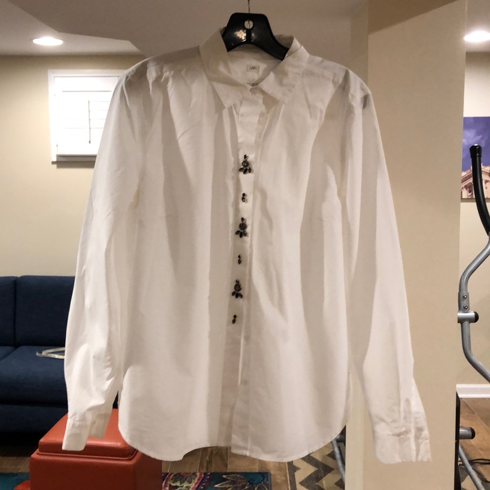 New bejeweled white Loft blouse
